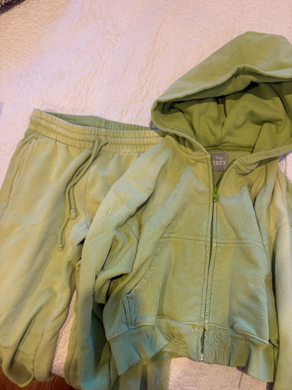 Aritzia Tna Cozy Fleece Set Womens XXS Lime Green